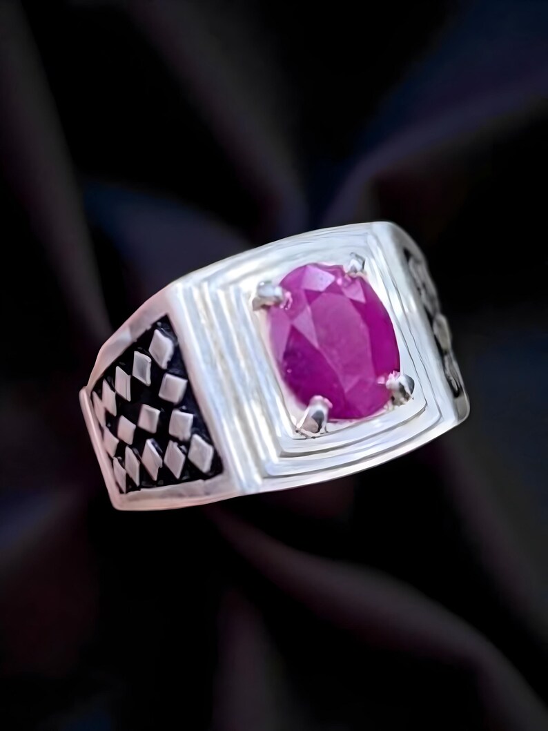 Ruby ring, Red Mens ruby ring, Silver ring, Ruby Gemstone ring, Engagement ring, Natural ruby ring, Anniversary gift for him, Mens rings