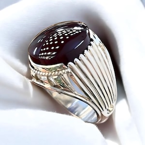 Black Agate 925 Silver Ring, Black Yameni Aqeeq Ring, Men Handmade Ring, Aqeeq Gemstone Ring, Father Day Gift, 925k Silver Ring, Fancy Ring