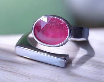 Ruby ring, Red ruby rings for women, Silver ring, Ruby Gemstone ring, Engagement ring, Natural ruby ring, Anniversary gift for her,