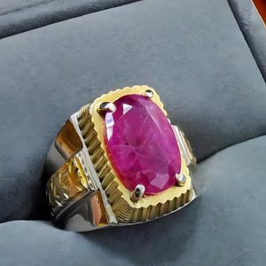 Ruby ring, Red Mens ruby ring, Silver ring, Ruby Gemstone ring, Engagement ring, Natural ruby ring, Anniversary gift for him, Mens rings