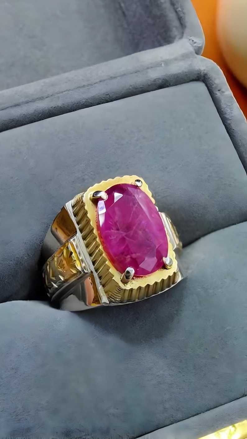 Ruby ring, Red Mens ruby ring, Silver ring, Ruby Gemstone ring, Engagement ring, Natural ruby ring, Anniversary gift for him, Mens rings