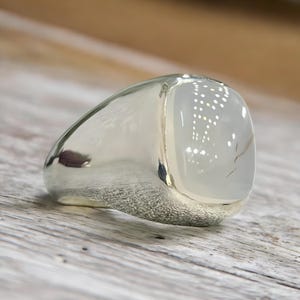 Bague Ancienne En Argent 925 Avec Agate Yémeni (aqeeq) - Taille 10 - Pour Homme