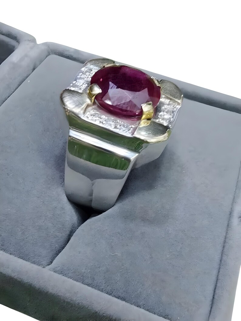 Ruby ring, Red Mens ruby ring, Silver ring, Ruby Gemstone ring, Engagement ring, Natural ruby ring, Anniversary gift for him, Mens rings