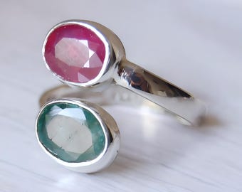 Ruby ring, Womens ruby ring, Silver ring, Ruby Gemstone ring, Engagement ring, Natural ruby ring, Anniversary gift for her, handmade ring