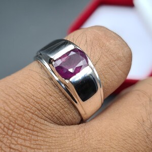 Ruby ring, Red Mens ruby ring, Silver ring, Ruby Gemstone ring, Engagement ring, Natural ruby ring, Anniversary gift for him, Mens rings