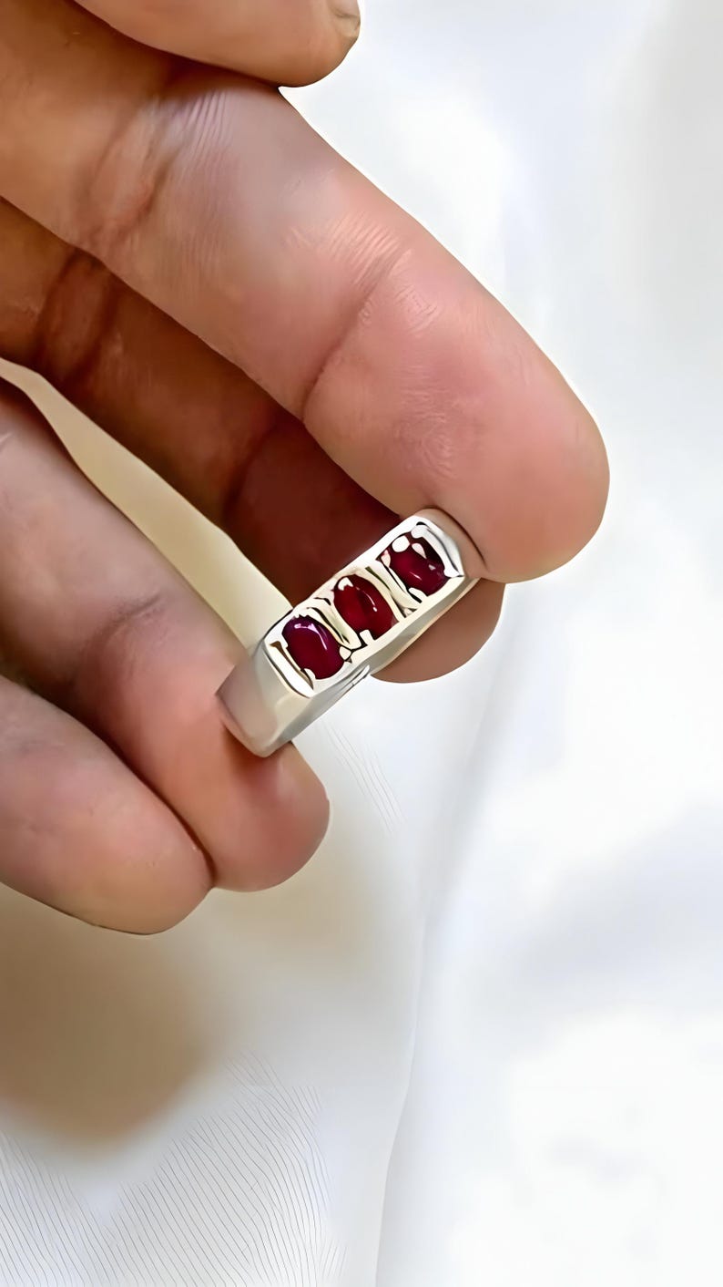 Ruby ring, Red Mens ruby ring, Silver ring, Ruby Gemstone ring, Engagement ring, Natural ruby ring, Anniversary gift for him, Mens rings