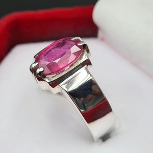 Ruby ring, Red Mens ruby ring, Silver ring, Ruby Gemstone ring, Engagement ring, Natural ruby ring, Anniversary gift for him, Mens rings