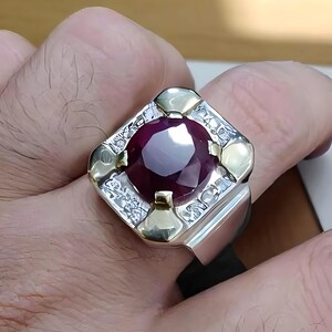 Ruby ring, Red Mens ruby ring, Silver ring, Ruby Gemstone ring, Engagement ring, Natural ruby ring, Anniversary gift for him, Mens rings