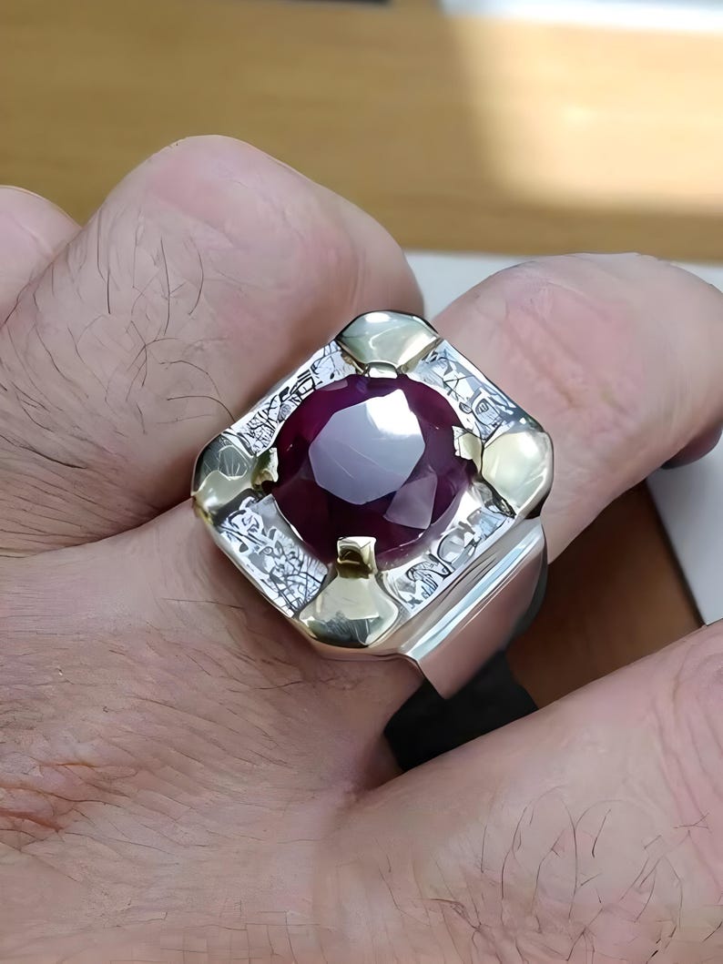 Ruby ring, Red Mens ruby ring, Silver ring, Ruby Gemstone ring, Engagement ring, Natural ruby ring, Anniversary gift for him, Mens rings