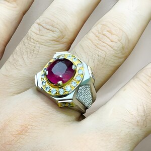 Ruby ring, Red Mens ruby ring, Silver ring, Ruby Gemstone ring, Engagement ring, Natural ruby ring, Anniversary gift for him, Mens rings