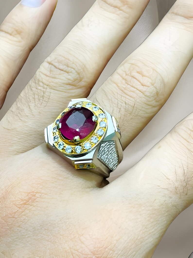 Ruby ring, Red Mens ruby ring, Silver ring, Ruby Gemstone ring, Engagement ring, Natural ruby ring, Anniversary gift for him, Mens rings