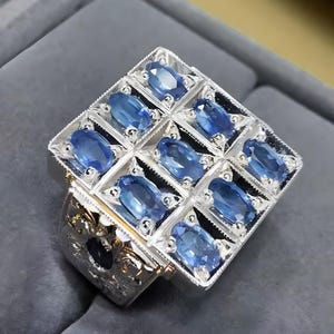 Sapphire Gemstone ring Band for men high quality natural blue sapphire ring Real Blue Sapphire stone, Sterling silver 925 Ring, Gift for him