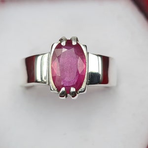 Ruby ring, Red Mens ruby ring, Silver ring, Ruby Gemstone ring, Engagement ring, Natural ruby ring, Anniversary gift for him, Mens rings