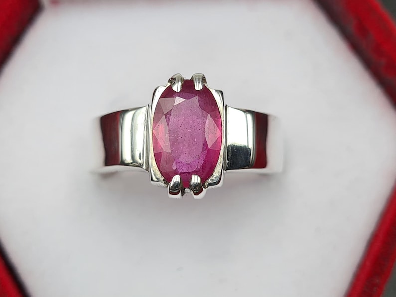 Ruby ring, Red Mens ruby ring, Silver ring, Ruby Gemstone ring, Engagement ring, Natural ruby ring, Anniversary gift for him, Mens rings