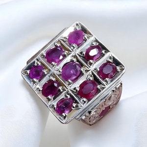 Ruby ring, Red Mens ruby ring, Silver ring, Ruby Gemstone ring, Engagement ring, Natural ruby ring, Anniversary gift for him, Mens rings