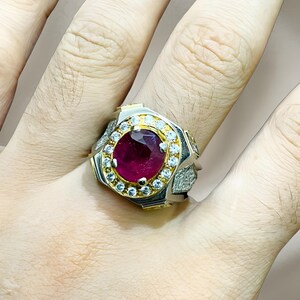 Ruby ring, Red Mens ruby ring, Silver ring, Ruby Gemstone ring, Engagement ring, Natural ruby ring, Anniversary gift for him, Mens rings