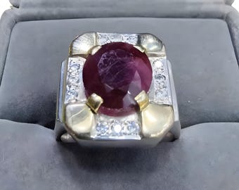 Bague en rubis, bague en rubis pour homme rouge, bague en argent, bague en rubis, bague de fiançailles, bague en rubis naturel, cadeau d'anniversaire pour lui, bagues pour homme