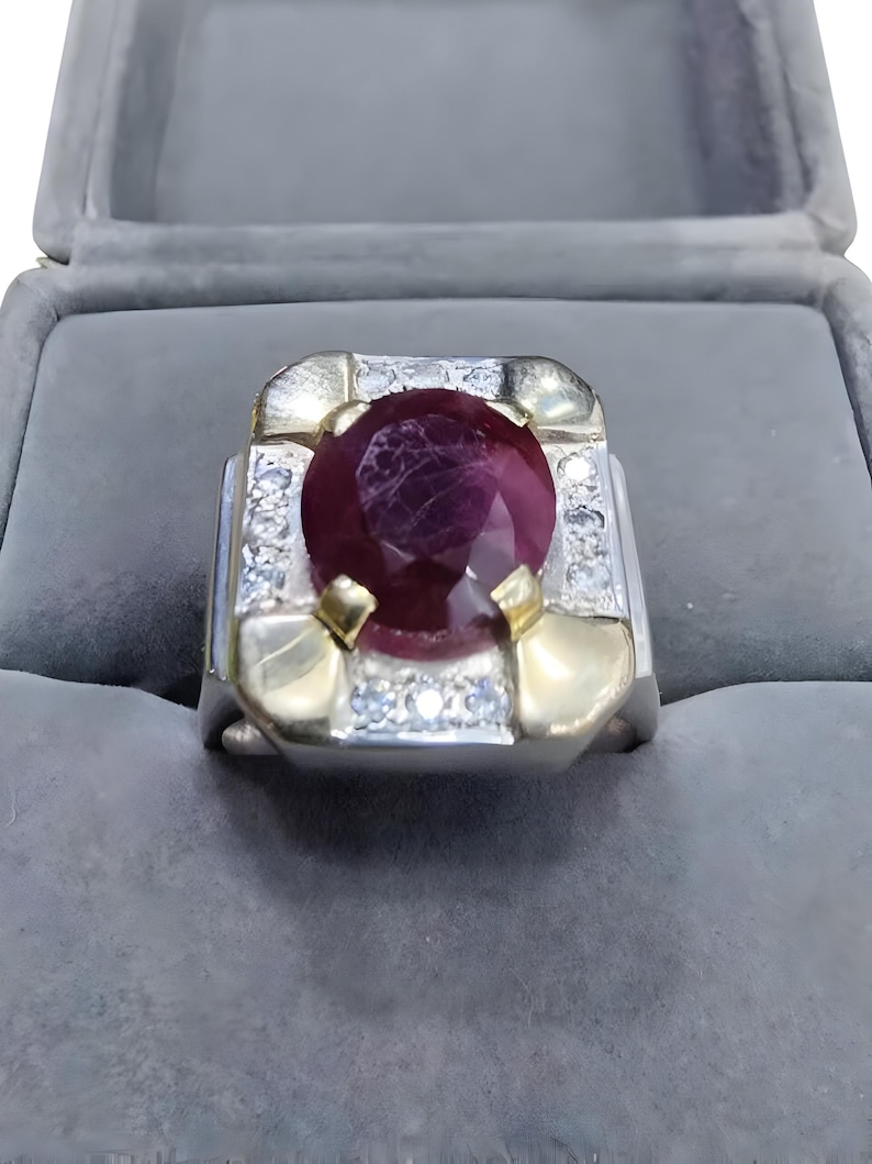 Ruby ring, Red Mens ruby ring, Silver ring, Ruby Gemstone ring, Engagement ring, Natural ruby ring, Anniversary gift for him, Mens rings