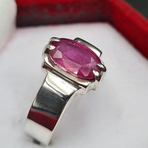 Ruby ring, Red Mens ruby ring, Silver ring, Ruby Gemstone ring, Engagement ring, Natural ruby ring, Anniversary gift for him, Mens rings