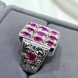 Ruby ring, Red Mens ruby ring, Silver ring, Ruby Gemstone ring, Engagement ring, Natural ruby ring, Anniversary gift for him, Mens rings