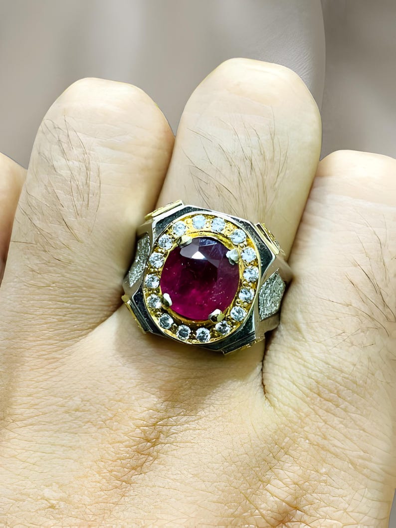 Ruby ring, Red Mens ruby ring, Silver ring, Ruby Gemstone ring, Engagement ring, Natural ruby ring, Anniversary gift for him, Mens rings