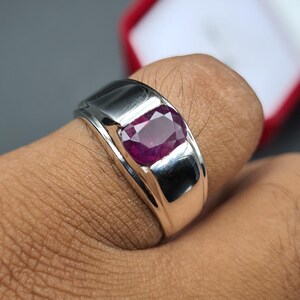 Ruby ring, Red Mens ruby ring, Silver ring, Ruby Gemstone ring, Engagement ring, Natural ruby ring, Anniversary gift for him, Mens rings