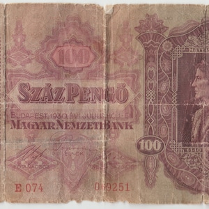 Hungary 100 Pengo Money 1930 - HYPERINFLATOIN Record HUNGARY