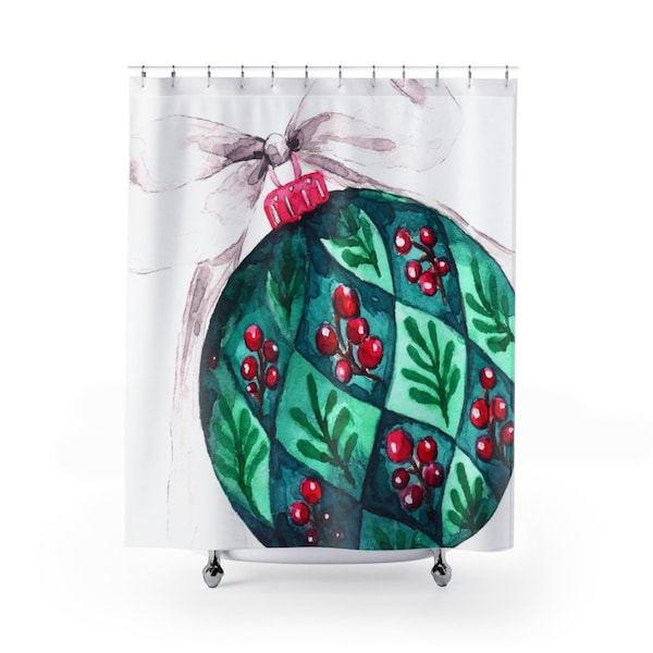 Christmas Shower Curtain Etsy