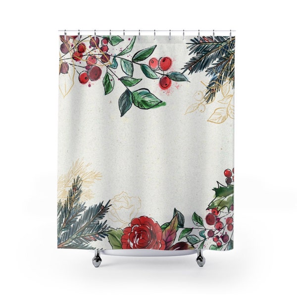 Christmas Shower Curtain Etsy