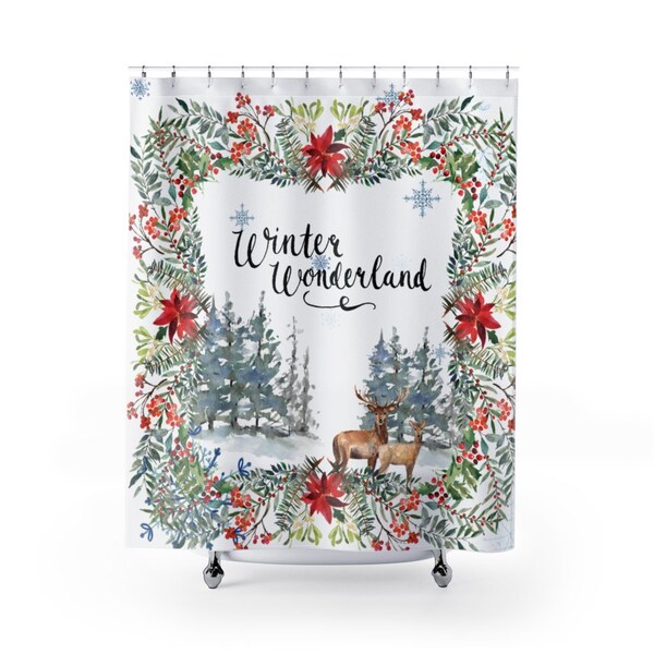 Christmas Shower Curtain Etsy