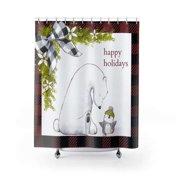 Polar Bear Shower Curtain Etsy