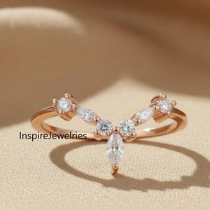 Cubic Zirconia Chevron Wedding Band: Sterling Silver Stacking Ring