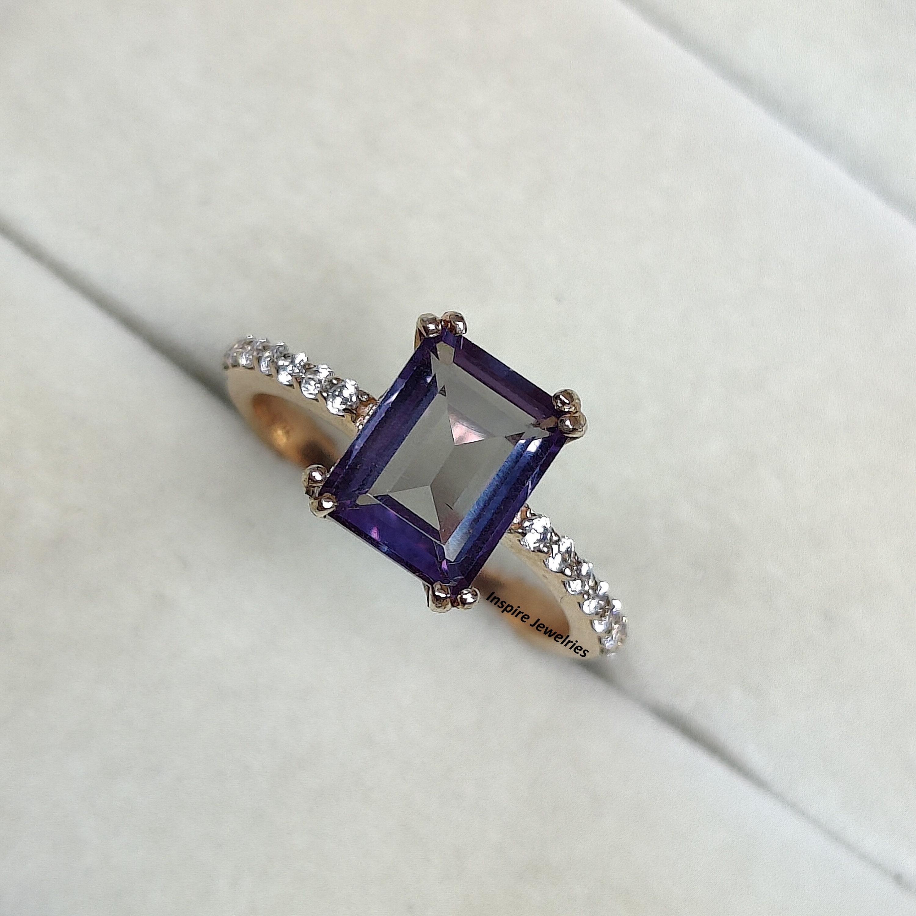 Emerald Cut Alexandrite Engagement Ring Vintage Alexandrite Etsy