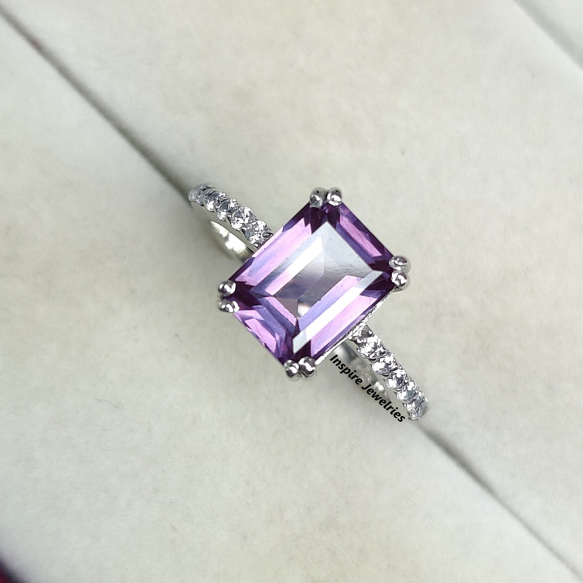 Emerald Cut Alexandrite Engagement Ring Vintage Alexandrite Etsy