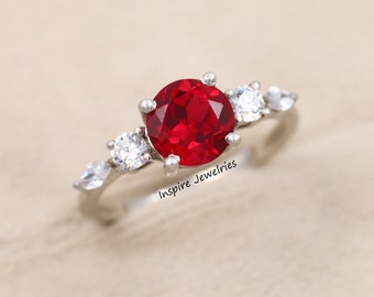 Ruby Engagement Ring: 14k Gold Solitaire Promise Ring