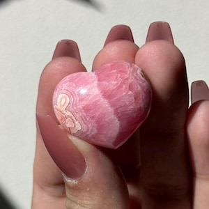 Gem Grade Incredible “Flowers” Gemmy Rhodochrosite Red & Pink Mini Puffy Heart | Argentina Earth Candy