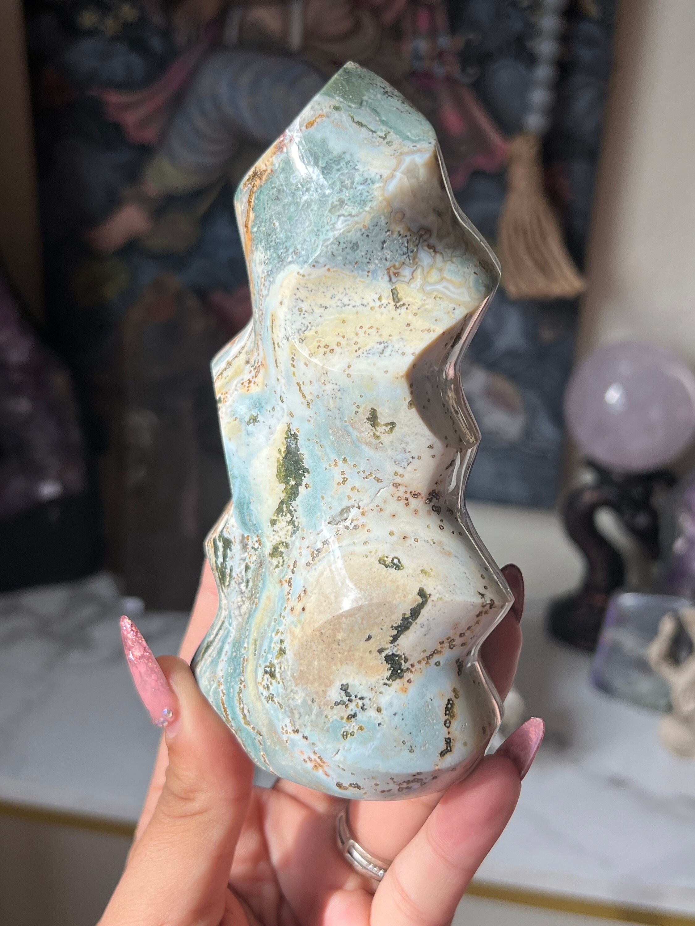 オーシャンジャスパー　フレーム 見事な鮮やかな色のマイクロオービキュラーオーシャンジャスパー