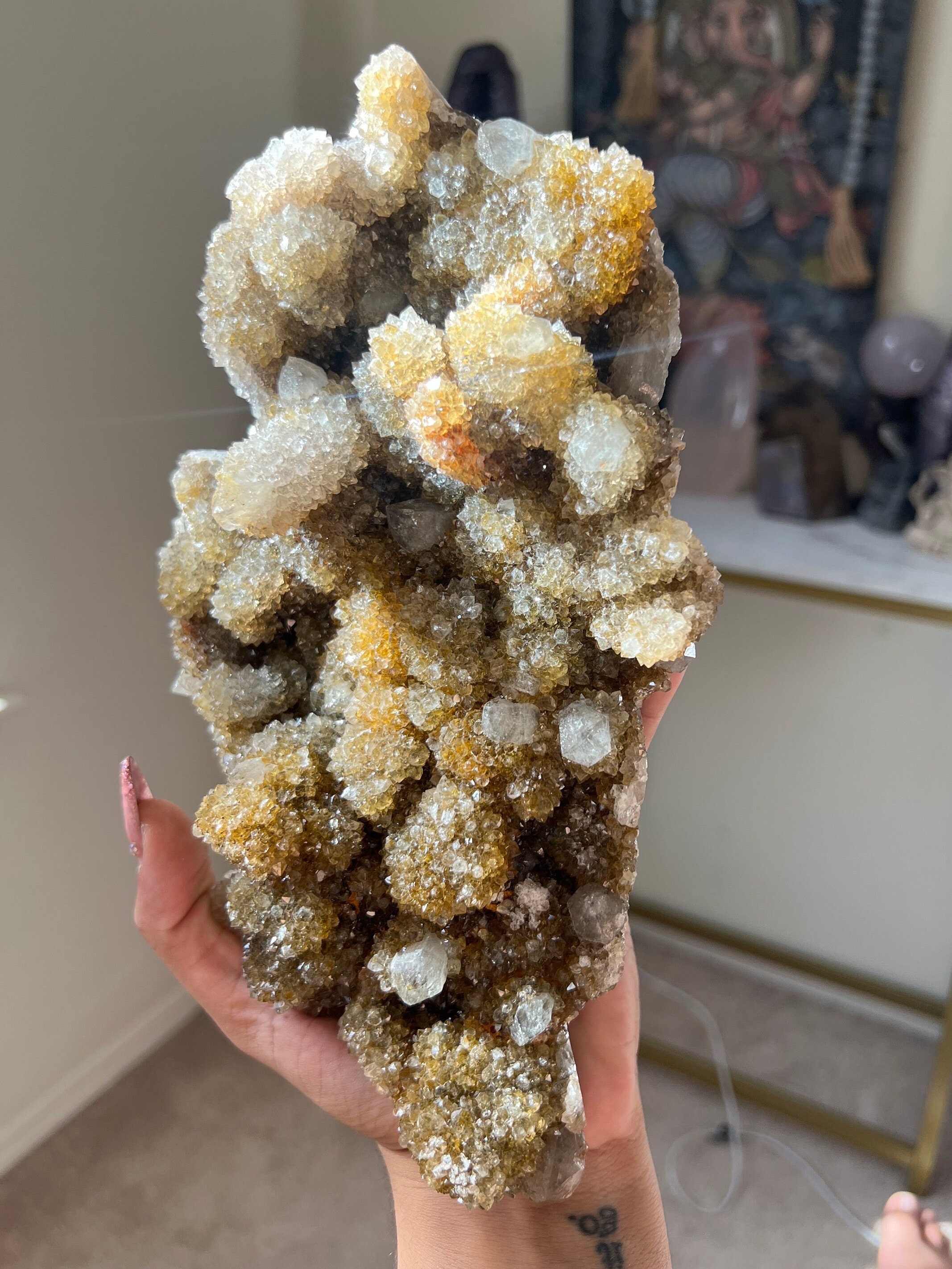 XL 高品質希少スモーキーシトリン スピリットカクタスクォーツ