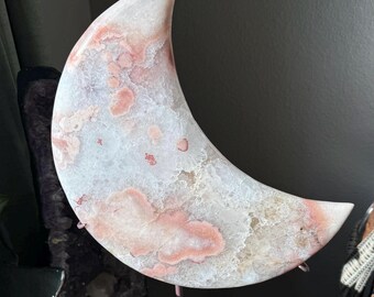 XXL High Grade Druzy Pink Amethyst Moon on Custom Stand | Brazil Pink Amethyst | (4.56kg)
