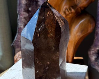 Citrino Lemuriano Semipulido AAA+ Transparente Natural Cognac Ahumado Profundo / Conservadores de Registros / Grado de Coleccionista / Citrino de Brasil