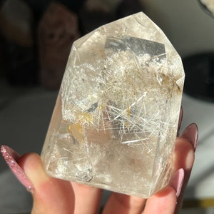 High Grade Unique and Bizarre Inclusions Rutilated Quartz with smoky and golden healer Tower Point