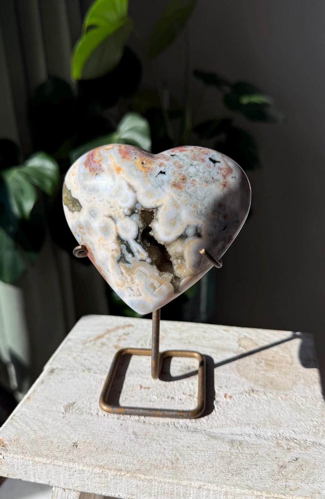 8th Vein Orbicular Ocean Jasper Heart | 417.34g | Druzy Green