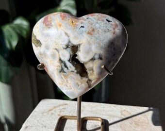 8th Vein Orbicular Ocean Jasper Heart | 417.34g | Druzy Green