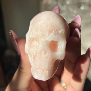 Incredibly rare Gemmy Peachy Pink  Morganite with Touch of Kunzite Crystal Skull ~ Morganite Gemstone ~ Collectors