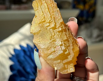 Gorgeous Iridescent Rainbow Golden Fluorite with druzy kisses | Loralai District, Baluchistan Pakistan