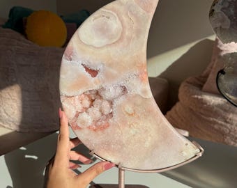 XL Druzy Pink Amethyst Moon on Rose Gold Stand ~ Shimmering High Quality ~ Brazil Pink Amethyst 4.9kg (10.8lbs)