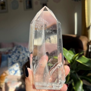 Polished Rare Water Clear Phantom Lemurian Quartz tower ~ Lemurian Quartz Point ~ Glass Clear Quality ~ Brazil Earth Candy