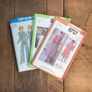 3 Vintage Simplicity Sewing Patterns 1970s 1980s | Junk Journal Ephemera | Collage Craft Supplies