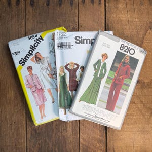3 Vintage Simplicity Sewing Patterns 1980s 1990s | Junk Journal Ephemera | Collage Craft Supplies