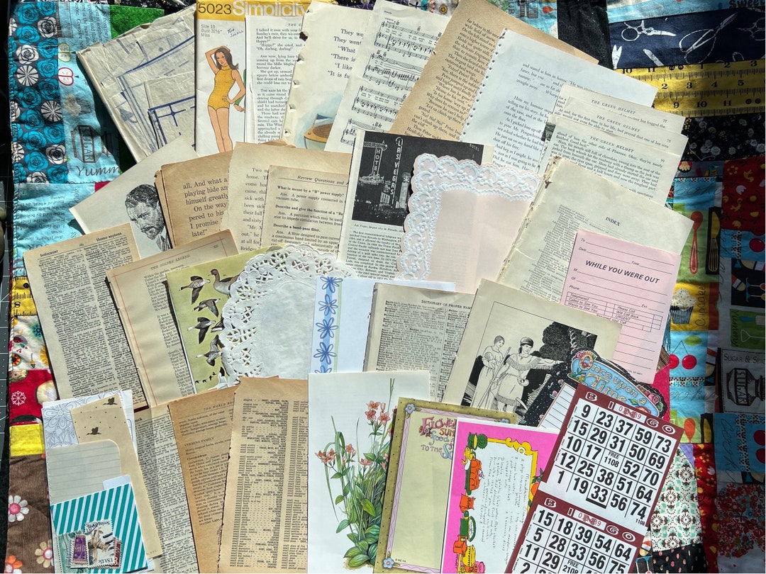 Vintage Book Page Ephemera: Mixed Paper Lot for Junk Journals - Etsy